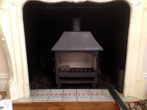 The Old stove taken out and refurbished is now being fitted elsewhere.  