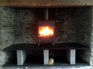 Inside the stove having been fitted and tested is now commissioned with the customer.A Carbon monoxide alarm is also fitted 